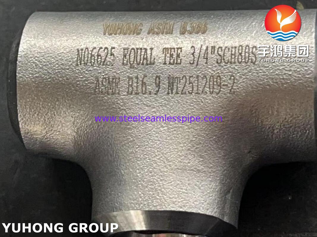 ASTM B366 WPNCMC फिटिंग UNS N06625 / Inconel 625 निकेल मिश्र धातु टी ASME B16.5 फिटिंग