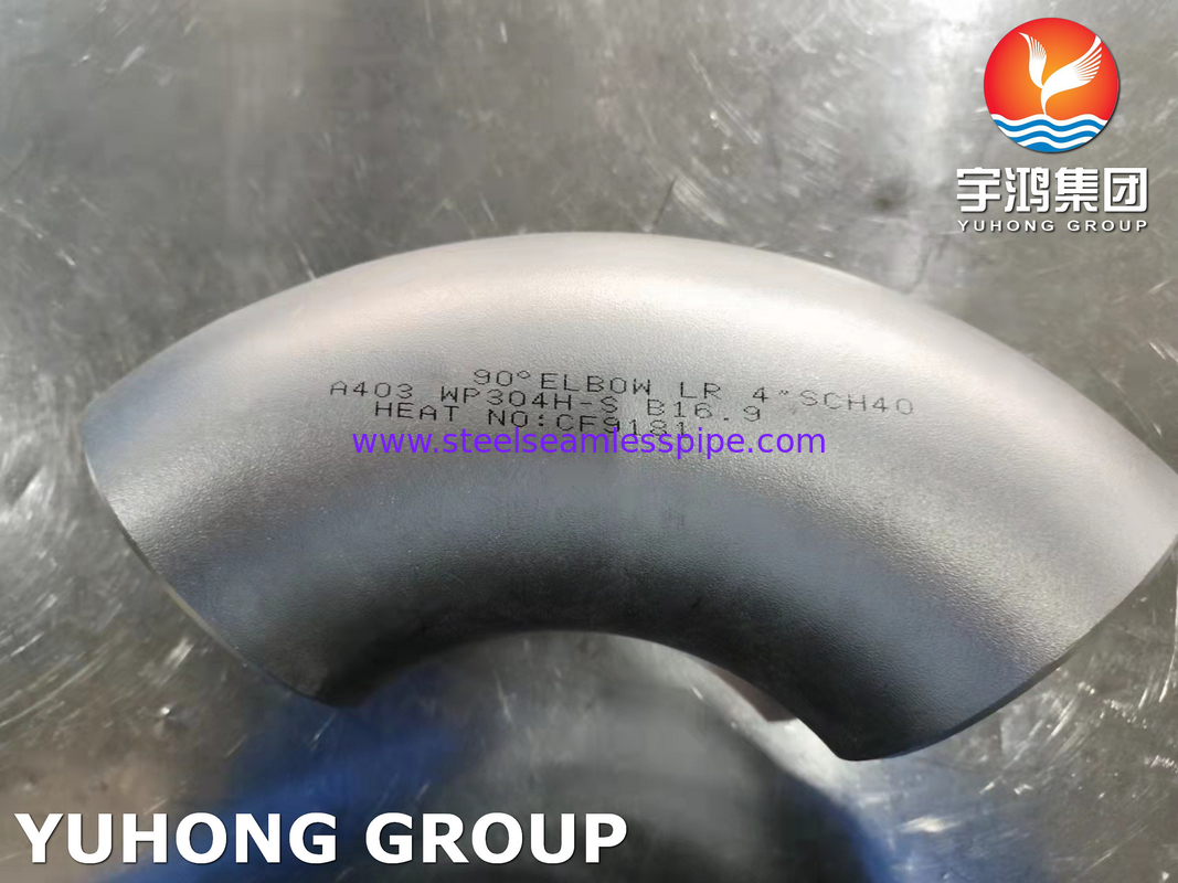 ASTM A403 WP304H स्टेनलेस स्टील 90 डिग्री LR कोहनी ASME B16.9 बटवेल्ड फिटिंग