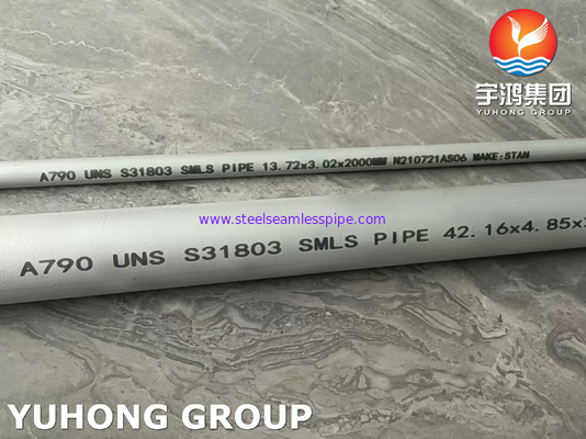 ASTM A790 S31803 सुपर डुप्लेक्स स्टेनलेस स्टील SMLS पाइप उच्च संक्षारण प्रतिरोध