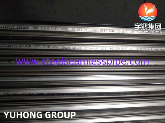 ASTM A270 TP304 सैनिटरी स्टेनलेस स्टील वेल्डेड ट्यूबिंग के साथ मैकेनिकल पॉलिश और इलेक्ट्रोपॉलिश खत्म और अनुकूलित Ra मोटाई
