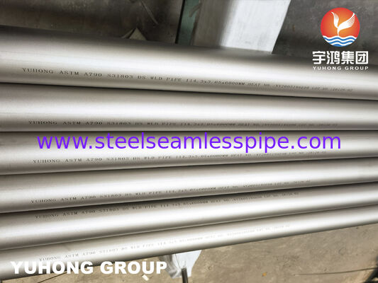 ASTM A790 UNS S31803 दोहरी स्टेनलेस स्टील वेल्डेड पाइप जंगम औद्योगिक सेवा के लिए