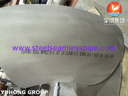ASTM B366 UNS N10276 / WPHC276 पाइप फिटिंग हैस्टेलॉय C276 45 डिग्री LR कोहनी
