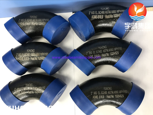 ASTM A860 WPHY60 SCH40 BW B16.9 स्टील पाइप फिटिंग ब्लैक पेंटिंग