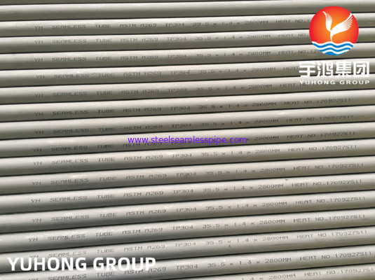 ASTM A269 TP304 स्टेनलेस स्टील सीमलेस ट्यूब एनील्ड और अचार। बीई/पीई.